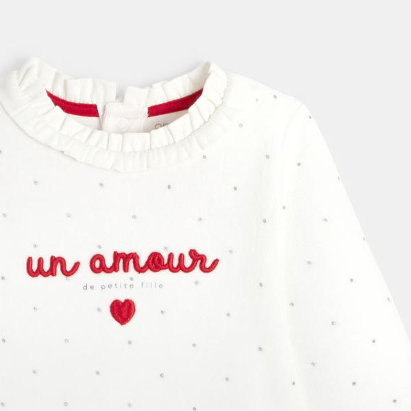 بيجامة أفرول مخمل مطرّزة ثلاثية الأبعاد